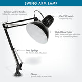 Studio Design Swing Arm Lamp with LED Bulb Black