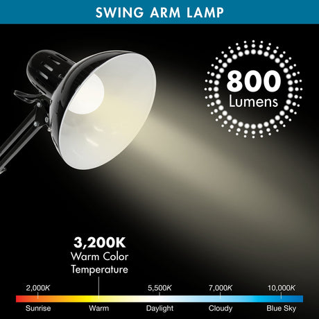 Studio Design Swing Arm Lamp with LED Bulb Black