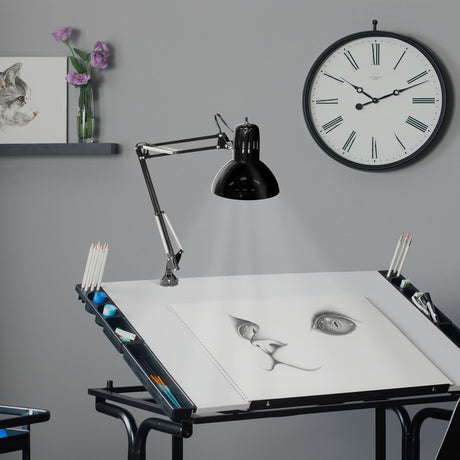 Studio Design Swing Arm Lamp with LED Bulb Black