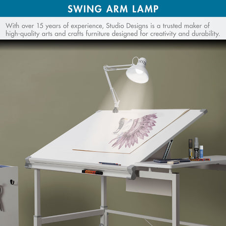 Studio Design Swing Arm Lamp with LED Bulb White