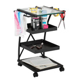 Studio Design Triflex Taboret Charcoal Clear Glass Storage Cart
