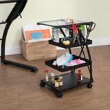 Studio Design Triflex Taboret Charcoal Clear Glass Storage Cart