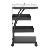 Studio Design Triflex Taboret Charcoal Clear Glass Storage Cart