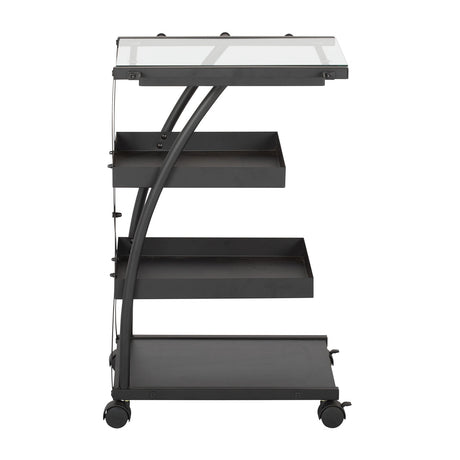 Studio Design Triflex Taboret Charcoal Clear Glass Storage Cart