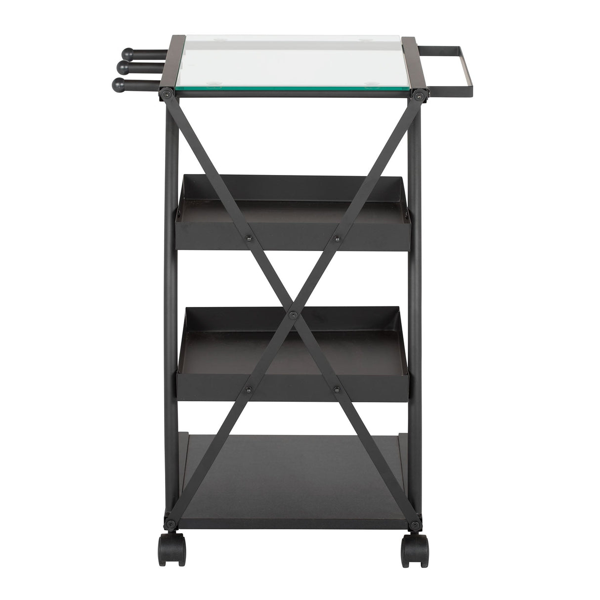 Studio Design Triflex Taboret Charcoal Clear Glass Storage Cart