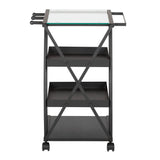 Studio Design Triflex Taboret Charcoal Clear Glass Storage Cart