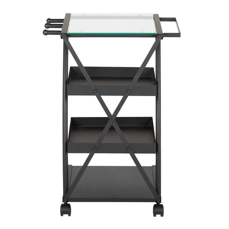 Studio Design Triflex Taboret Charcoal Clear Glass Storage Cart