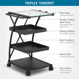Studio Design Triflex Taboret Charcoal Clear Glass Storage Cart