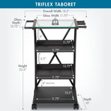 Studio Design Triflex Taboret Charcoal Clear Glass Storage Cart