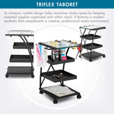 Studio Design Triflex Taboret Charcoal Clear Glass Storage Cart