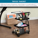 Studio Design Triflex Taboret Charcoal Clear Glass Storage Cart