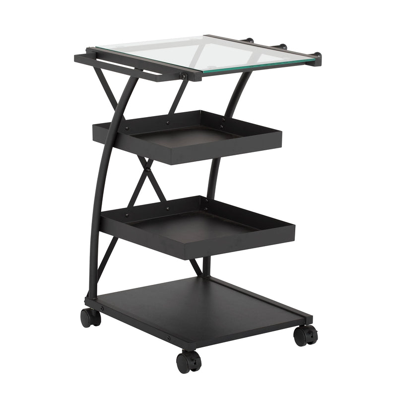 Studio Design Triflex Taboret Charcoal Clear Glass Storage Cart