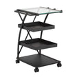 Studio Design Triflex Taboret Charcoal Clear Glass Storage Cart