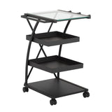 Studio Design Triflex Taboret Charcoal Clear Glass Storage Cart