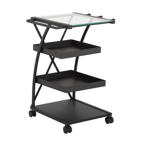 Studio Design Triflex Taboret Charcoal Clear Glass Storage Cart