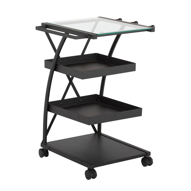 Studio Design Triflex Taboret Charcoal Clear Glass Storage Cart