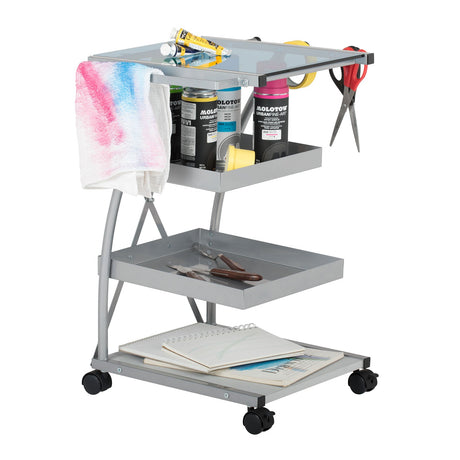 Studio Design Triflex Taboret Storage Cart Silver Blue