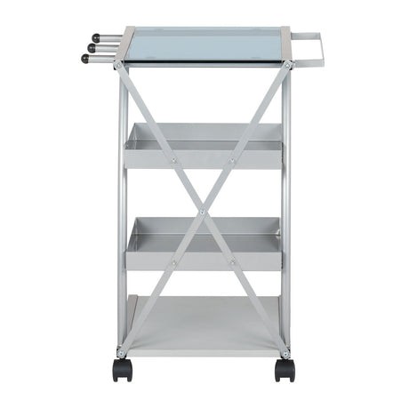 Studio Design Triflex Taboret Storage Cart Silver Blue