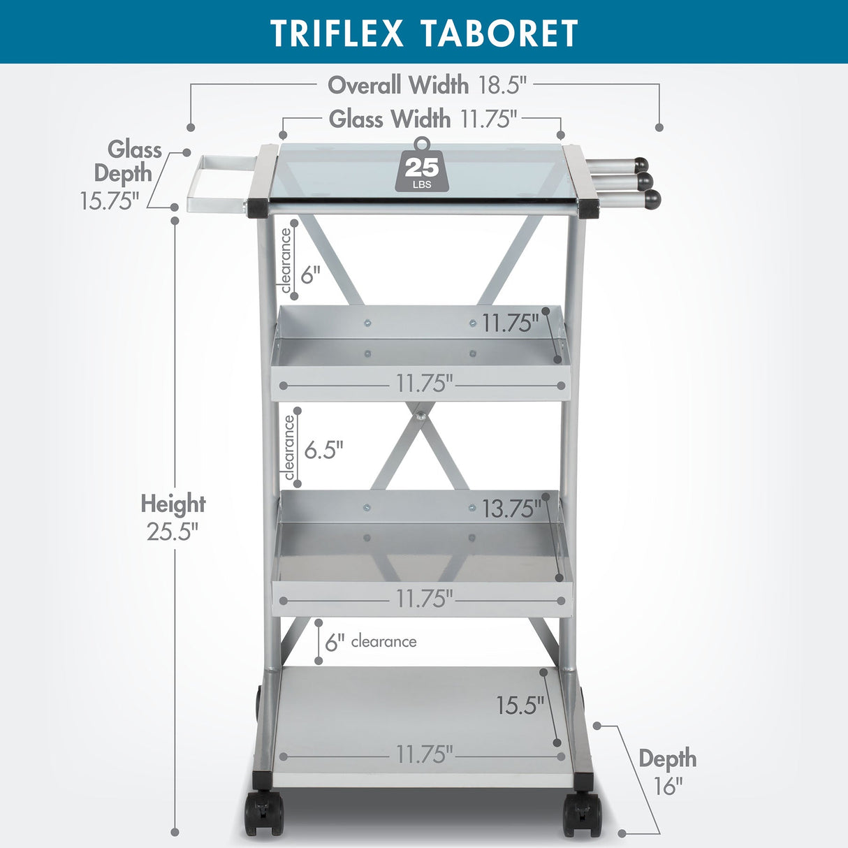 Studio Design Triflex Taboret Storage Cart Silver Blue