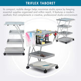 Studio Design Triflex Taboret Storage Cart Silver Blue