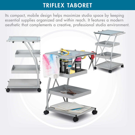 Studio Design Triflex Taboret Storage Cart Silver Blue