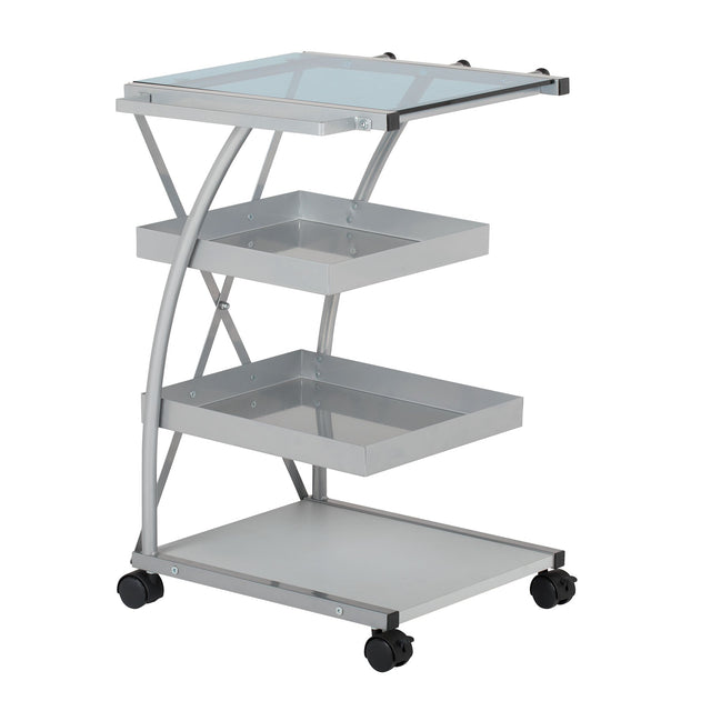 Studio Design Triflex Taboret Storage Cart Silver Blue