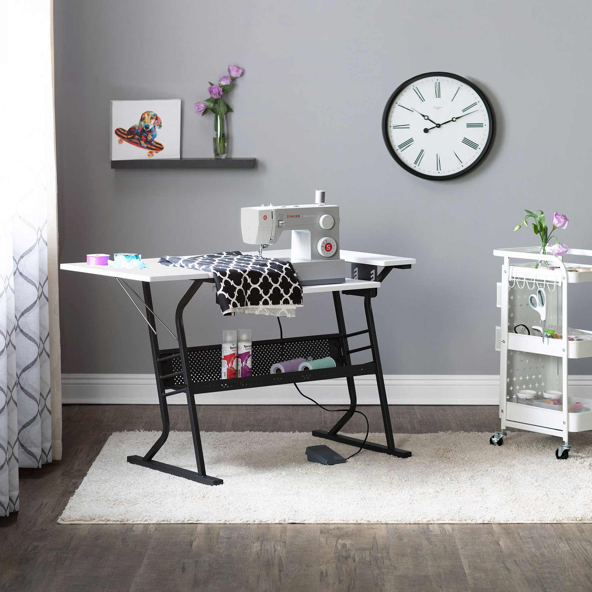 Studio Design Eclipse Hobby Sewing Table Black White