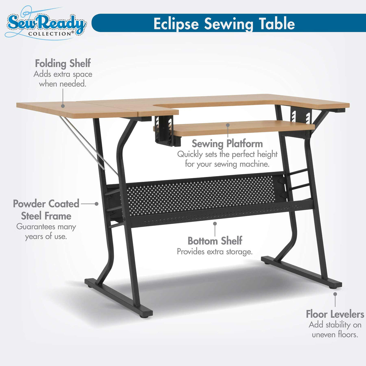 Studio Design Eclipse Sewing Table Black / Maple