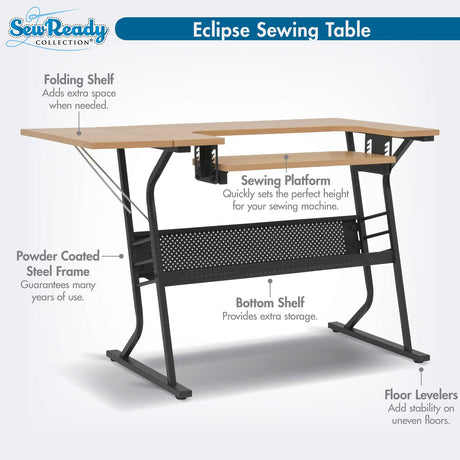 Studio Design Eclipse Sewing Table Black / Maple