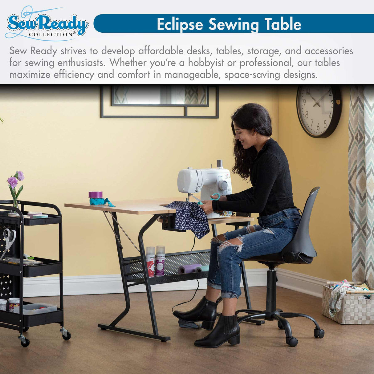 Studio Design Eclipse Sewing Table Black / Maple
