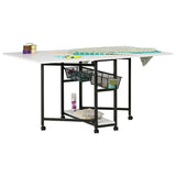 Studio Design Mobile Fabric Cutting Table with Storage 30 Charcoal White