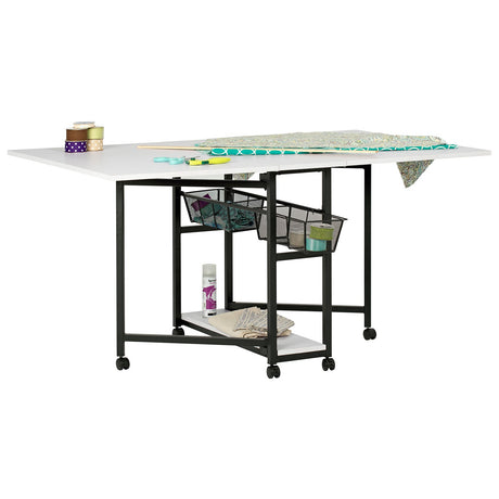 Studio Design Mobile Fabric Cutting Table with Storage 30 Charcoal White