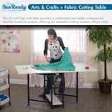 Studio Design Mobile Fabric Cutting Table with Storage 30 Charcoal White
