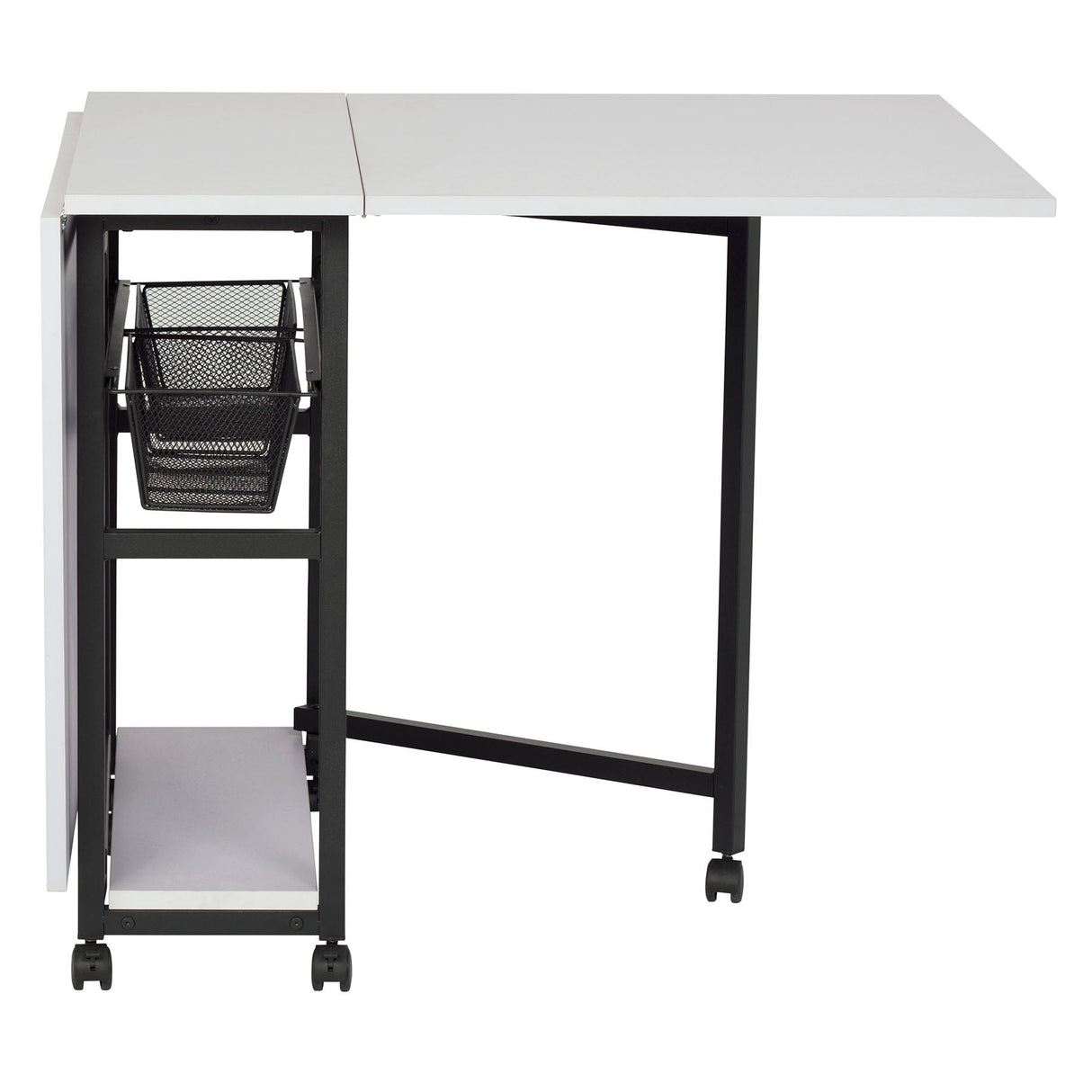 Studio Design Mobile Fabric Cutting Table with Storage 30 Charcoal White