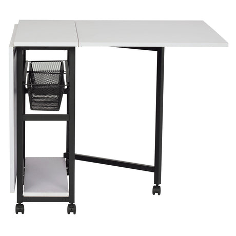 Studio Design Mobile Fabric Cutting Table with Storage 30 Charcoal White