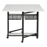 Studio Design Mobile Fabric Cutting Table with Storage 30 Charcoal White