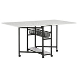 Studio Design Mobile Fabric Cutting Table with Storage 30 Charcoal White