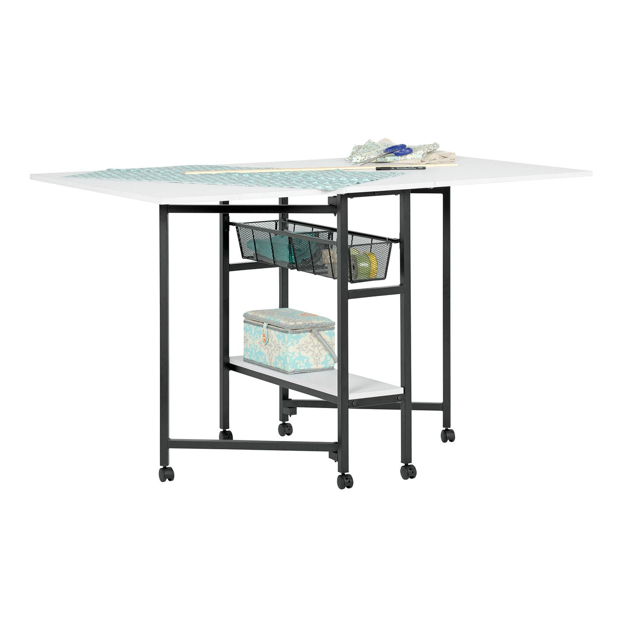 Sew Ready 36" Cutting Table with Basket Charcoal / White