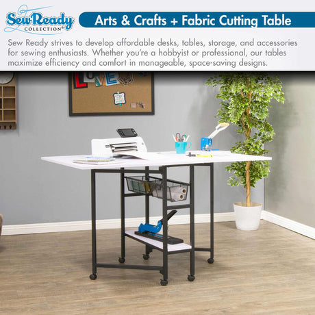 Sew Ready 36" Cutting Table with Basket Charcoal / White