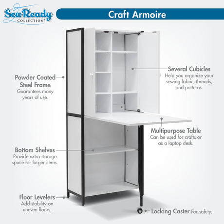 Studio Design Multi-Use Craft Armoire Elite Charcoal / White