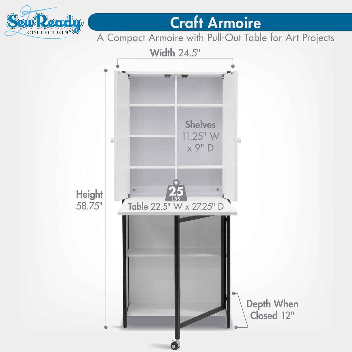 Studio Design Multi-Use Craft Armoire Elite Charcoal / White