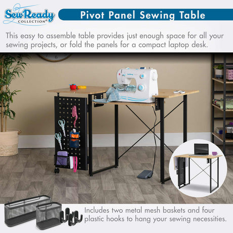 Studio Design Pivot Panel Sewing Table Ashwood Graphite