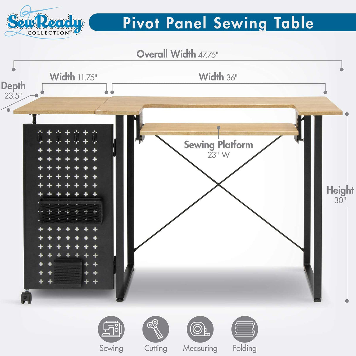 Studio Design Pivot Panel Sewing Table Ashwood Graphite