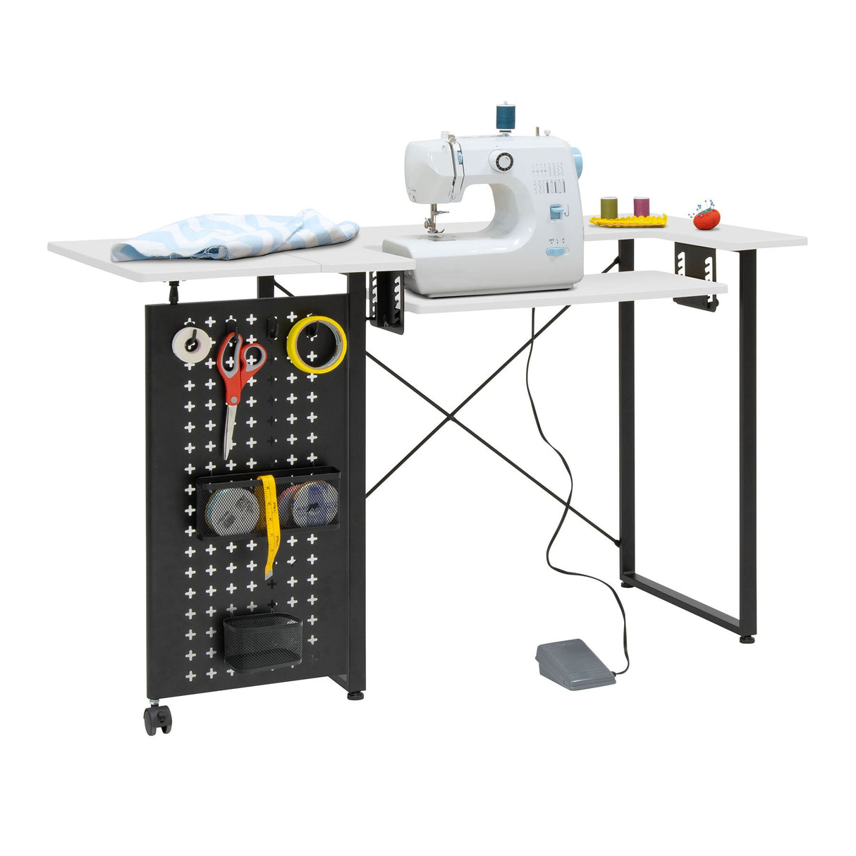 Studio Design Pivot Panel Sewing Table White / Graphite