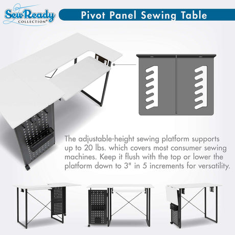 Studio Design Pivot Panel Sewing Table White / Graphite