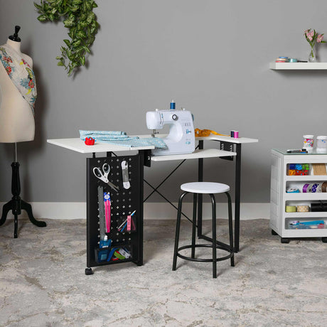 Studio Design Pivot Panel Sewing Table White / Graphite