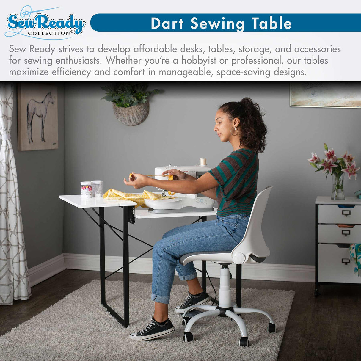 Studio Design Dart Sewing Table Graphite / White