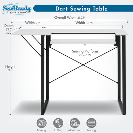 Studio Design Dart Sewing Table Graphite / White