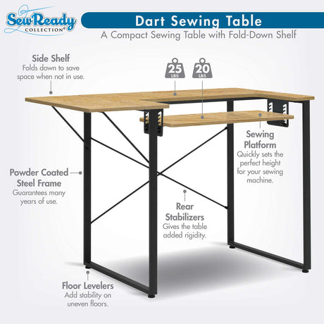 Studio Design Dart Sewing Table Graphite / Ashwood