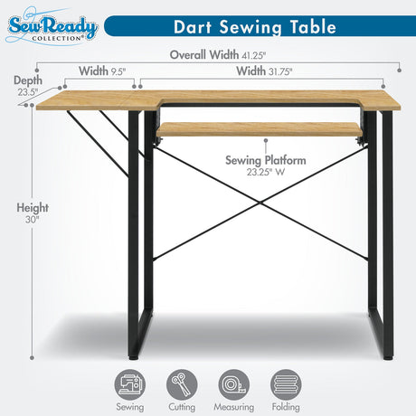 Studio Design Dart Sewing Table Graphite / Ashwood